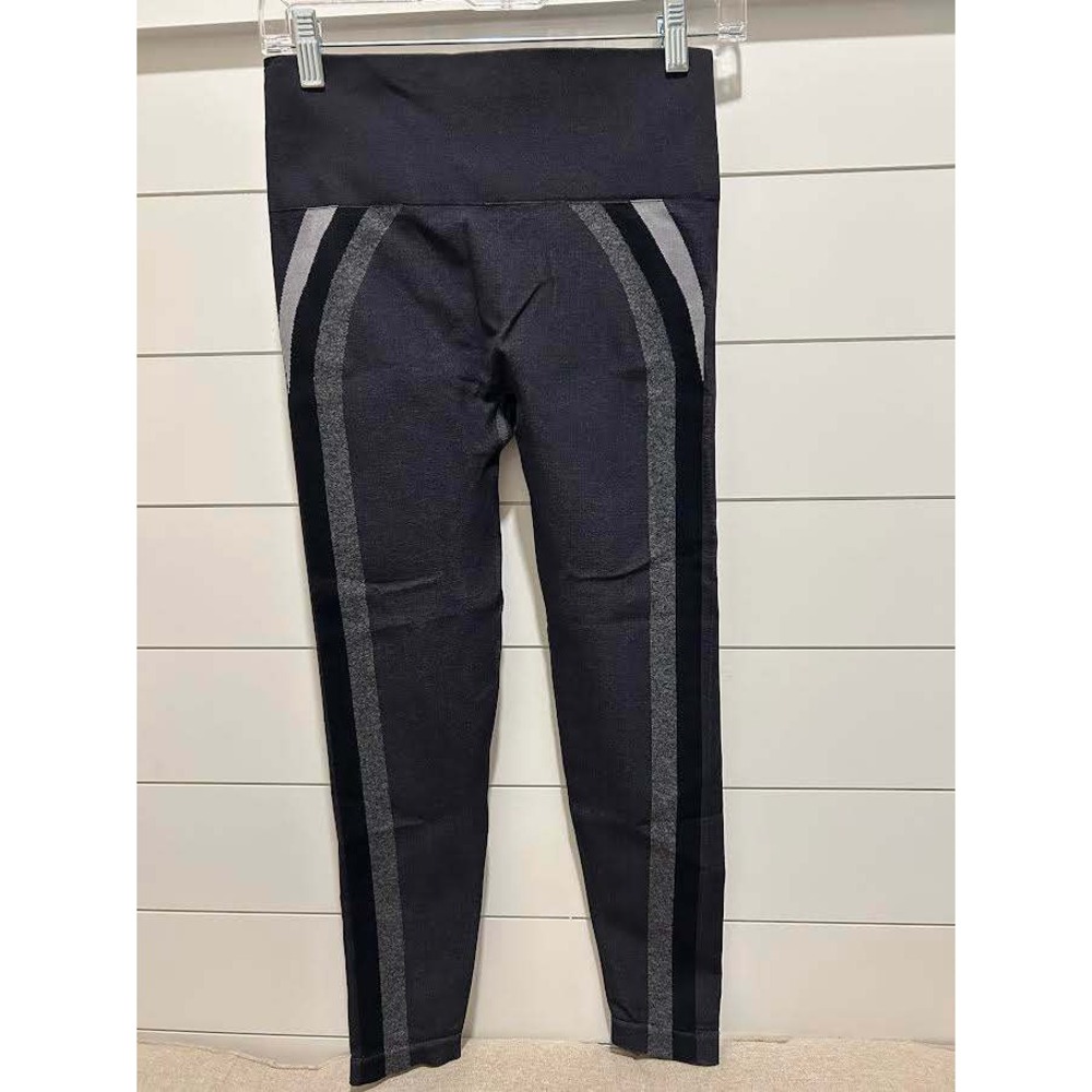 Spanx Look At Me Now Seamless Leggings Black Grey High Waist Med Athletic Shape